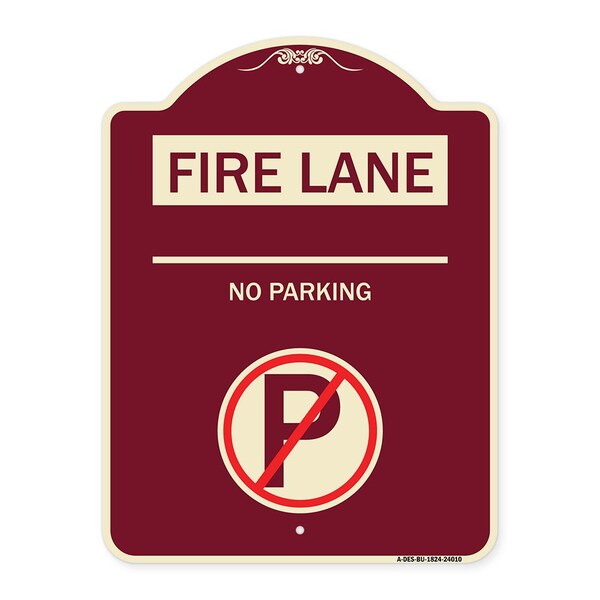 Fire Lane No Parking W/ No Parking Heavy-Gauge Aluminum Architectural Sign, 24" x 18", BU-1824-24010